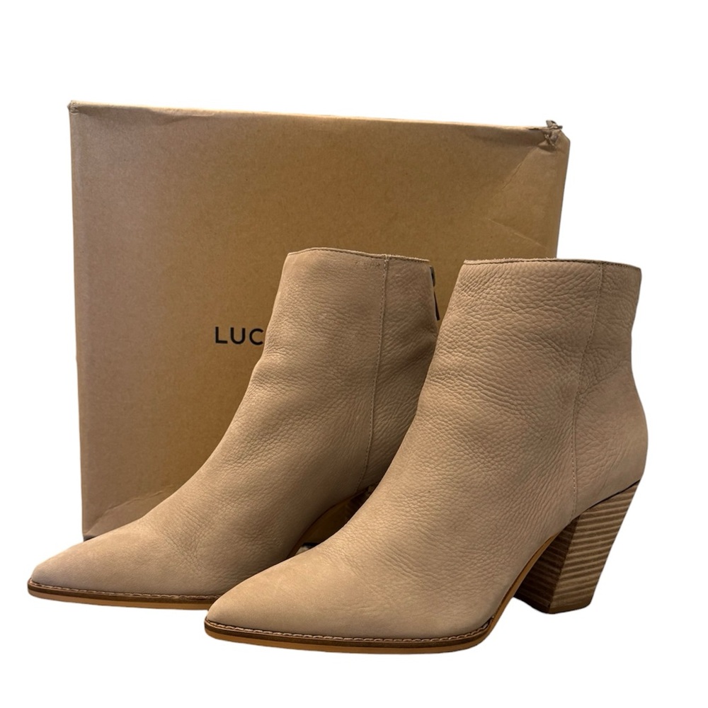 Lucky Brand Chinchilla Pointed Toe Ankle Booties